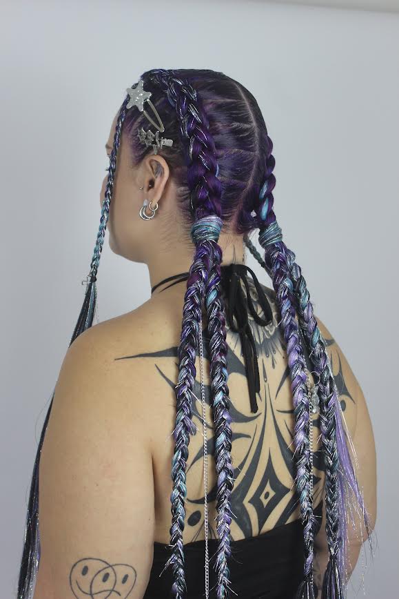 Milkyway - Ombre Braiding Hair with Silver Tinsel
