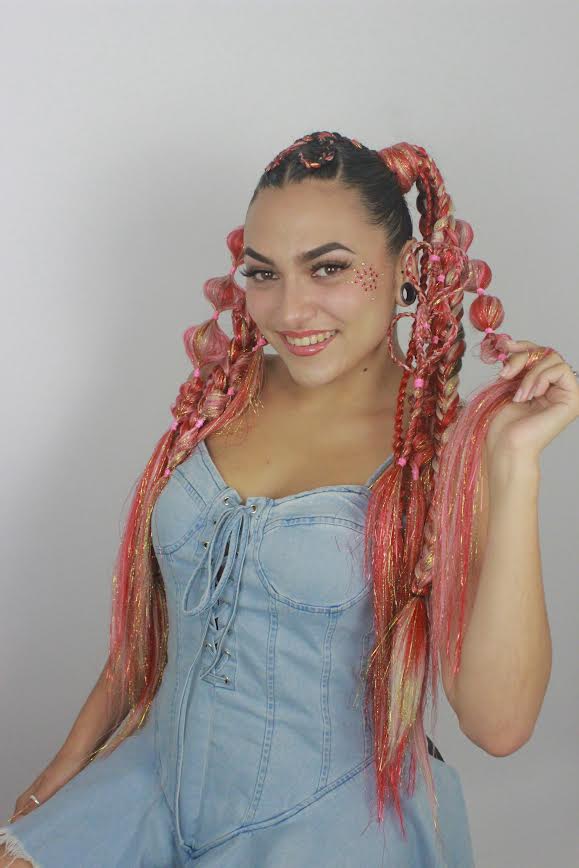 Scarlet - Red Braiding Hair with Red Tinsel