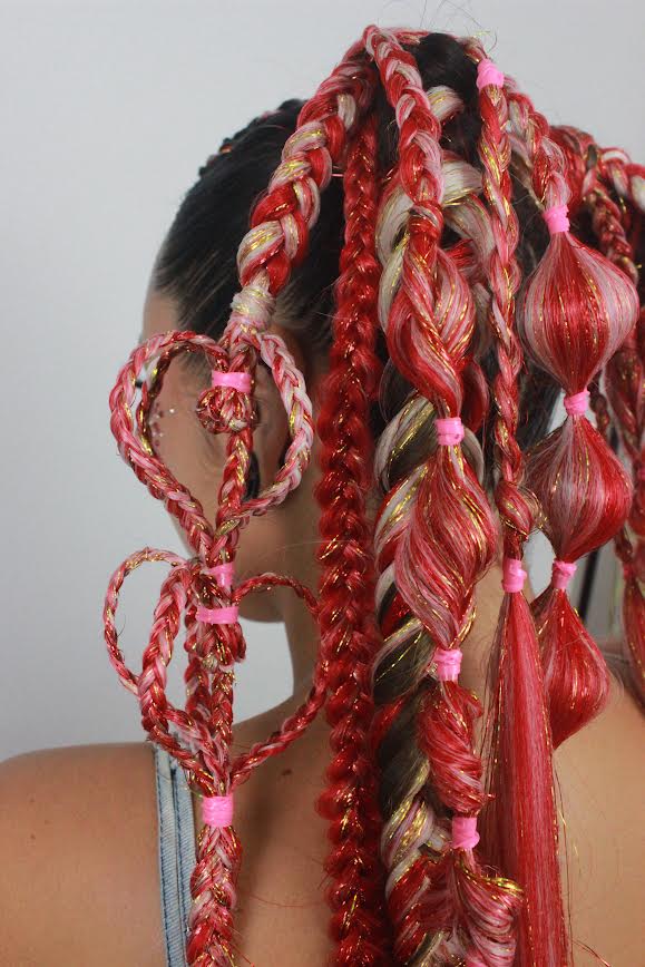 Scarlet - Red Braiding Hair with Red Tinsel