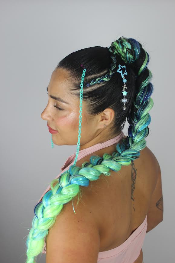 Dino - Ombre Braiding Hair with Iridescent Tinsel