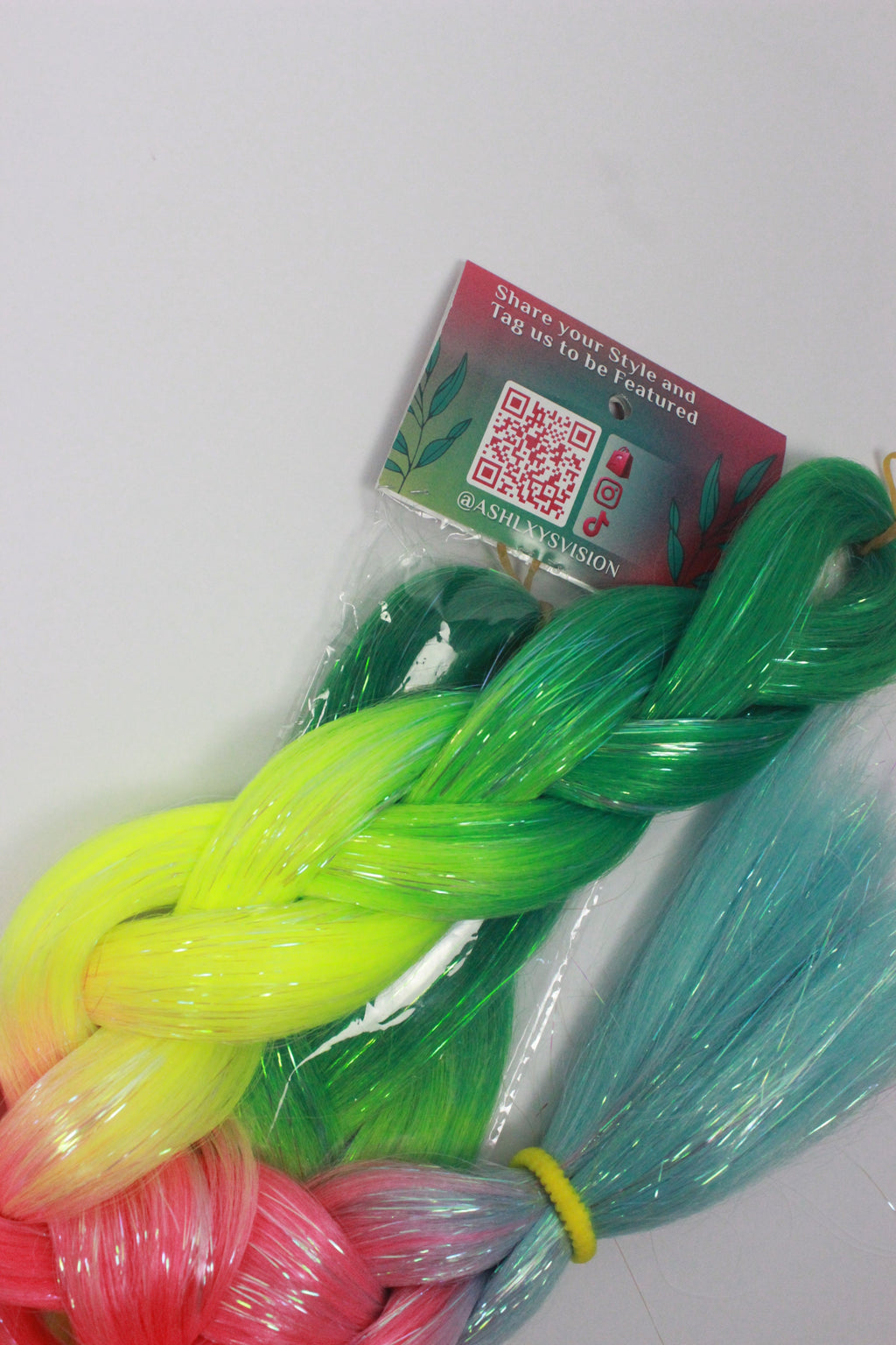 Watermelon Mush - Ombre Braiding Hair with Iridescent Tinsel