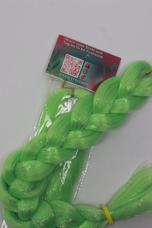 Aloe - Light Green Braiding Hair with Iridescent Tinsel
