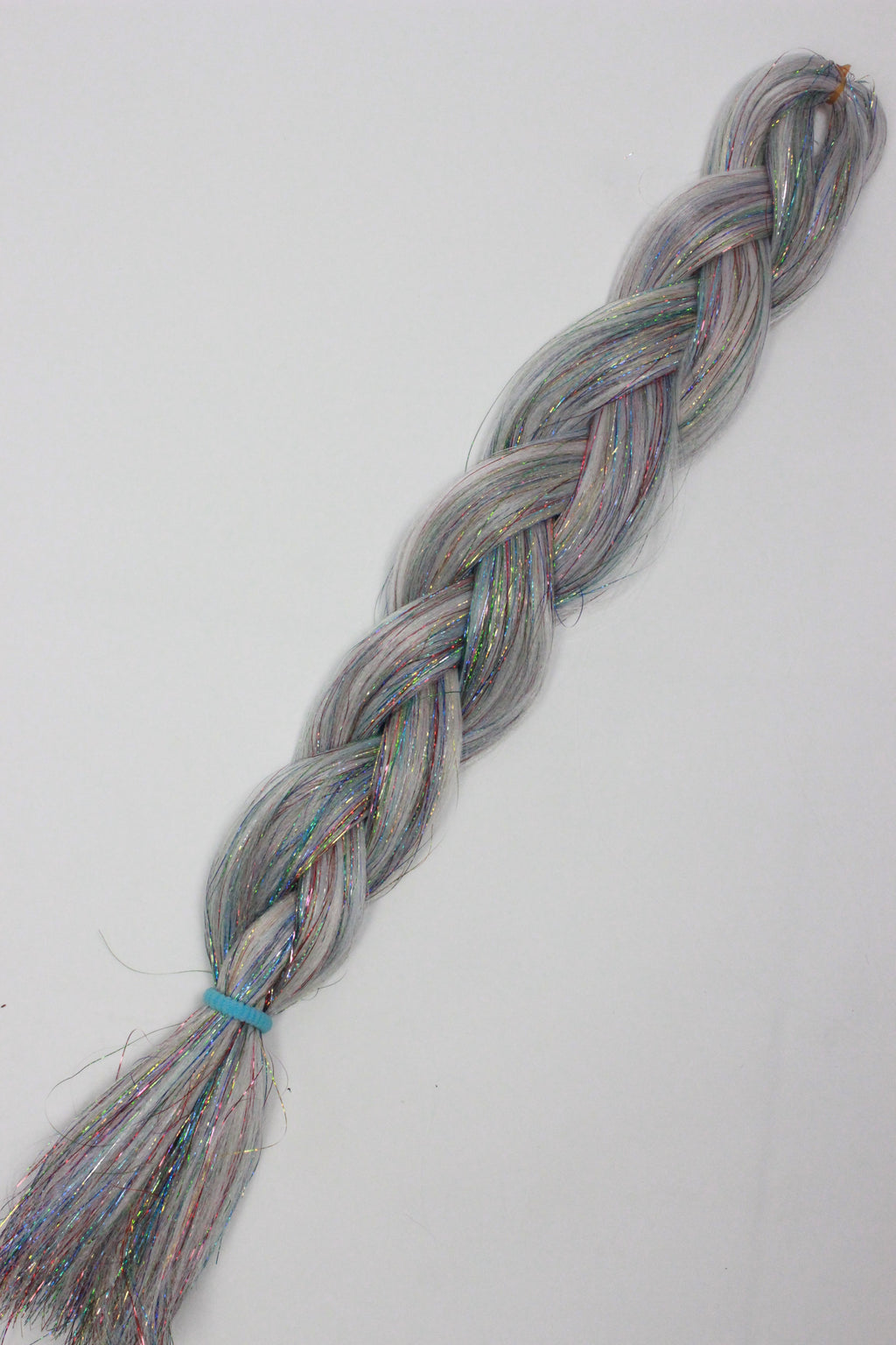 Prism Aura - White Braiding Hair with Rainbow Tinsel