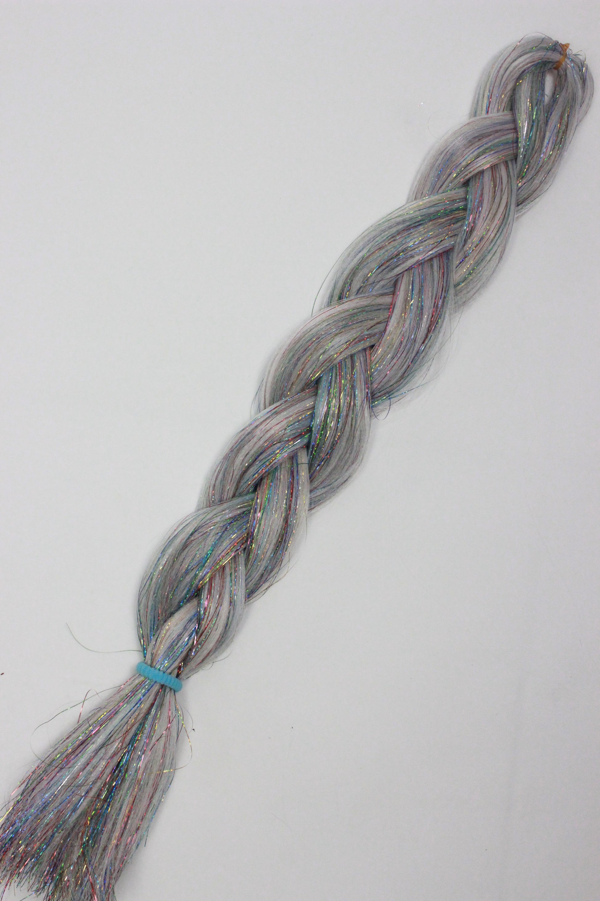 Prism Aura - White Braiding Hair with Rainbow Tinsel