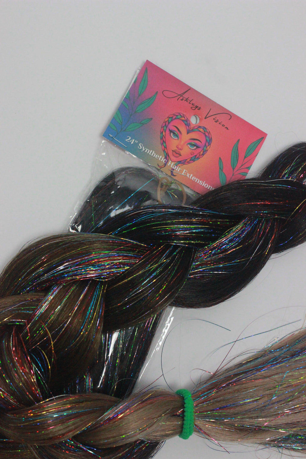 Grounded Glow - Ombre Braiding Hair with Rainbow Tinsel