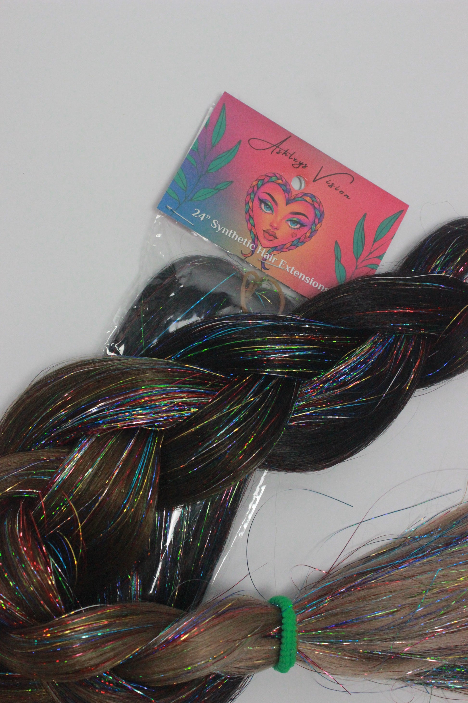 Grounded Glow - Ombre Braiding Hair with Rainbow Tinsel